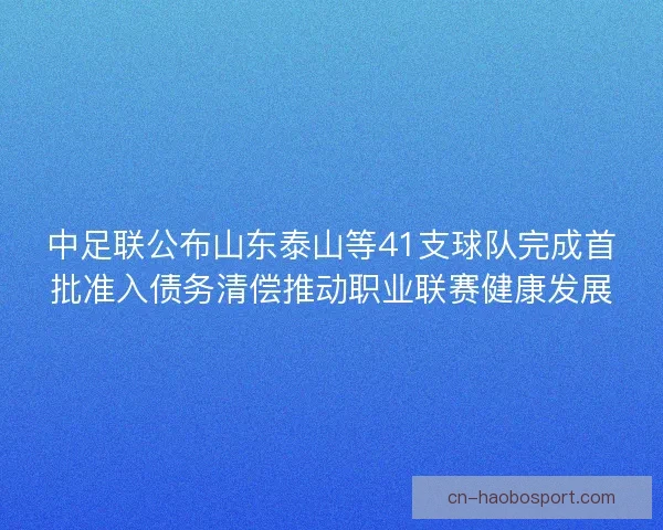 中足联公布山东泰山等41支球队完成首批准入债务清偿推动职业联赛健康发展