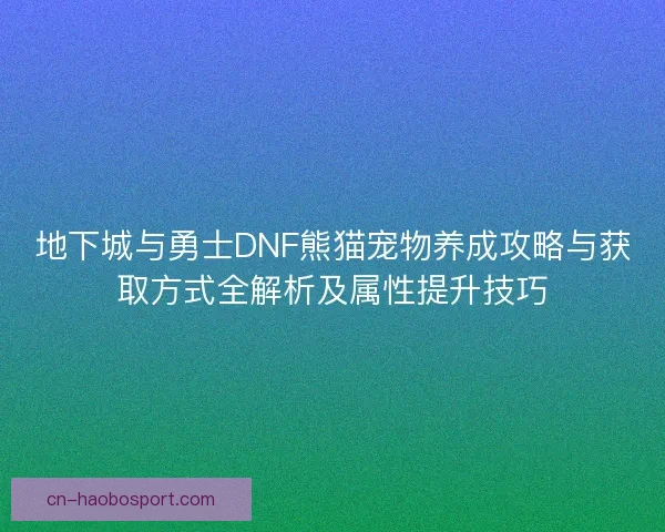 地下城与勇士DNF熊猫宠物养成攻略与获取方式全解析及属性提升技巧 地下城与勇士DNF熊猫宠物养成攻略与获取方式全解析及属性提升技巧